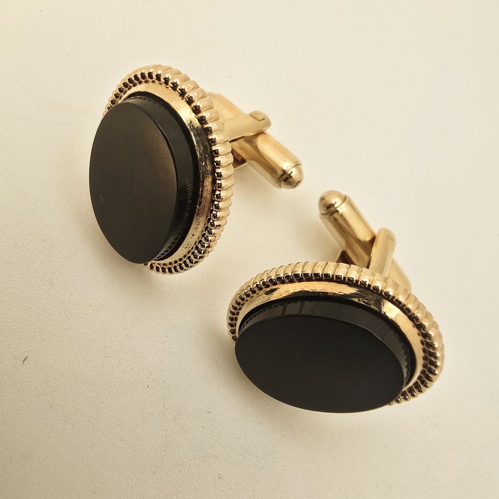 Elegant Gold and Black Cufflinks